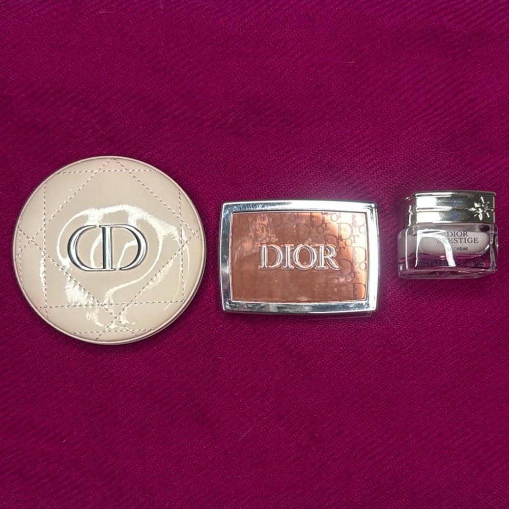 Dior Prestige Cream, Forever Couture Luminizer, and Forever Natural Bronze.